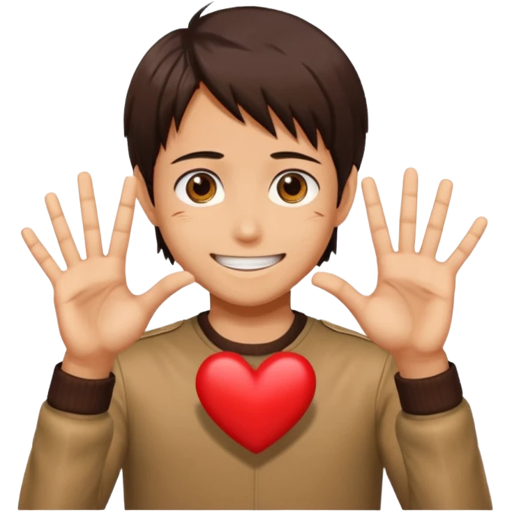 Eren Yeager making a heart sign emoji