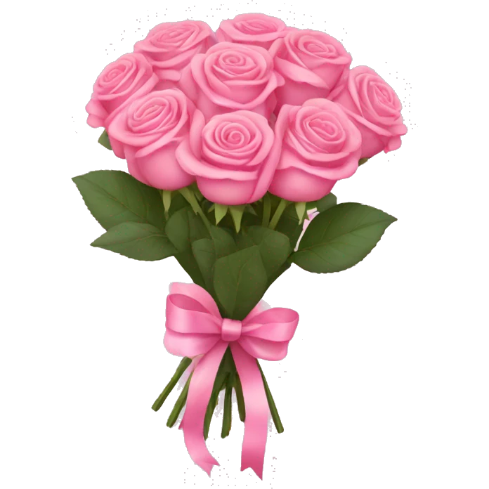 pink rose bouquet with pink ribbons  emoji