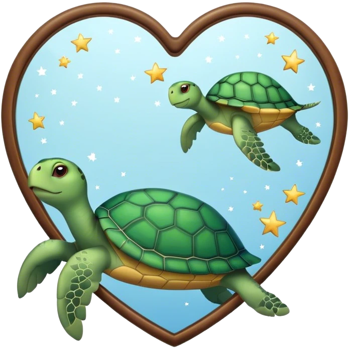 Heart shaped Mirror with turtle and stars emoji