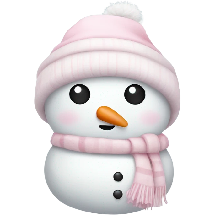 Cute white and light pink snowman emoji