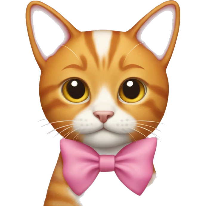 a ginger cat wearing a pink bow emoji