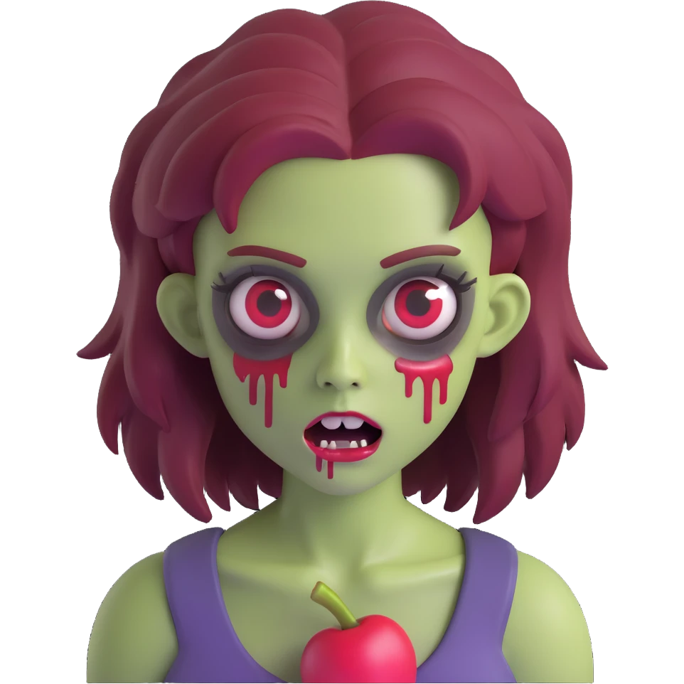 girl zombie with dark cherry hair emoji