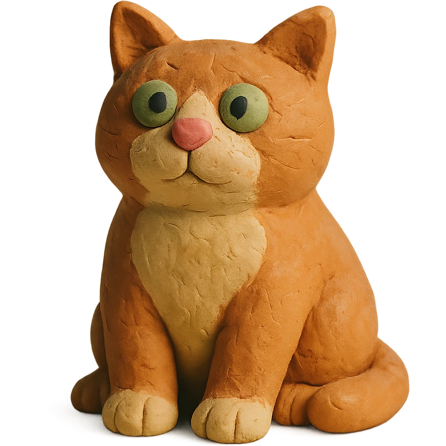 cat sitting, visible fingerprints, soft lighting, matte plasticine claymation style emoji