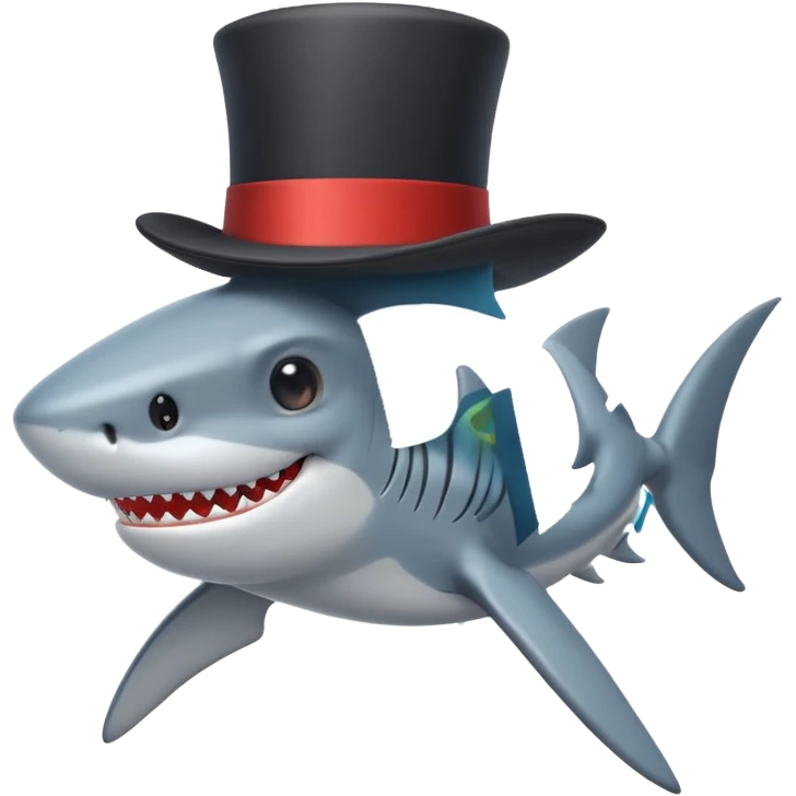Shark with a top hat emoji