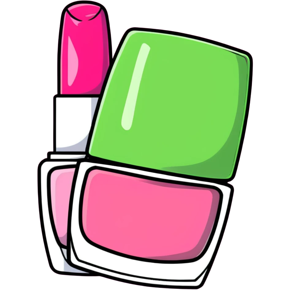 Pink AVON beauty collection with pink lipgloss, pink nail polish, and pink compact emoji