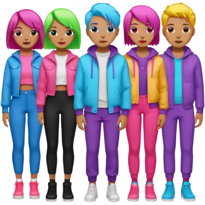 Neon Haired People different person,different hair color emoji