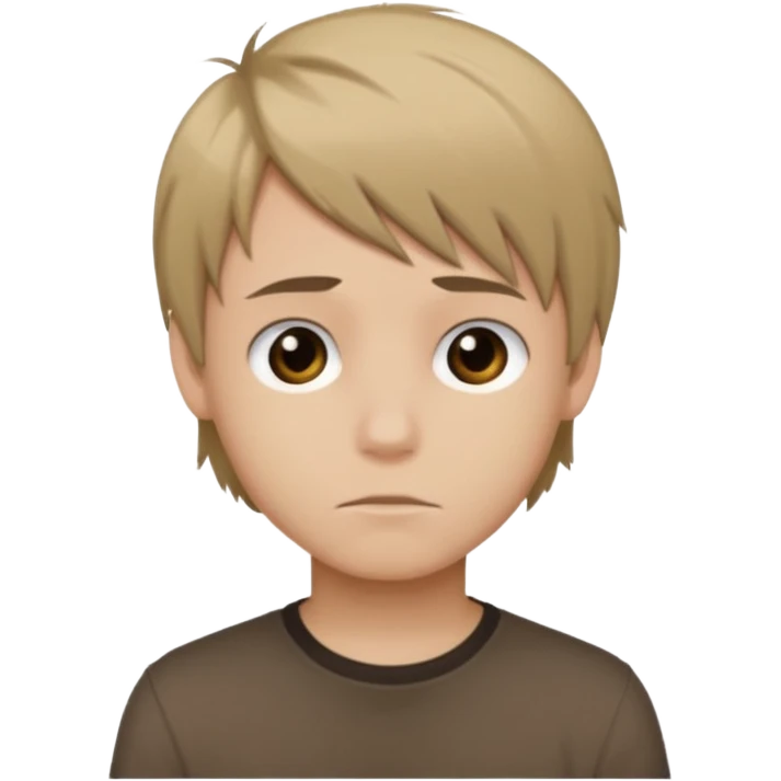 boy with dark blonde hair emo, shirt color brown emoji