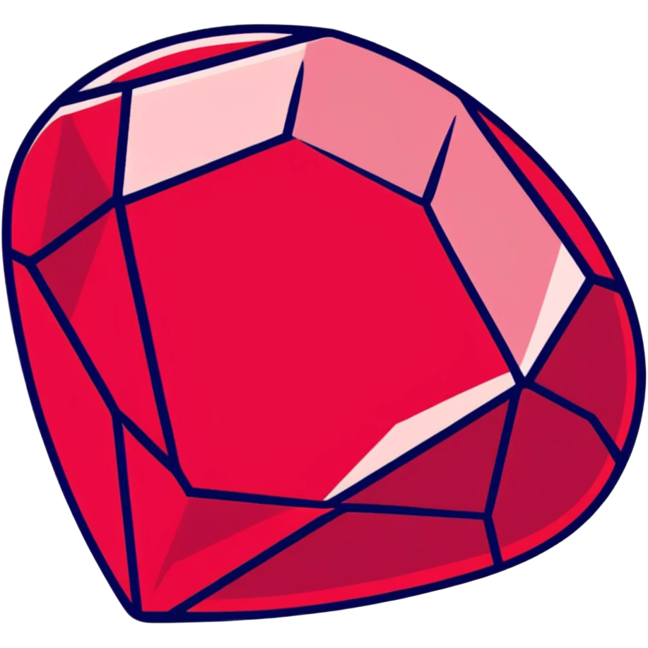 ruby gemstone with facets emoji