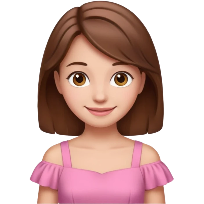 a smiling girl with brown hair in a pink dress emoji