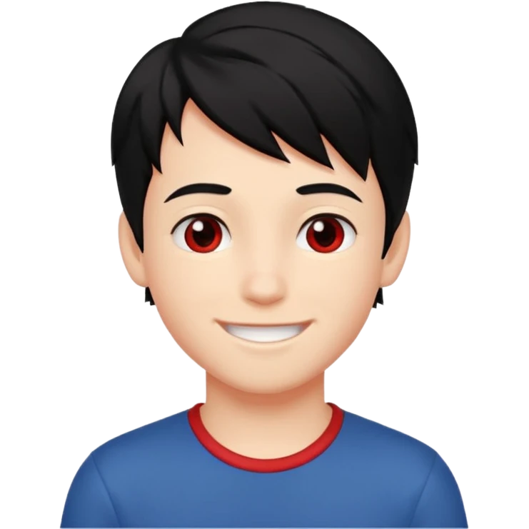 a boy with black hair and red streaks  emoji