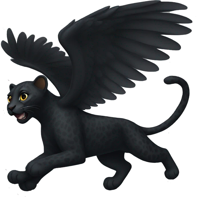 winged black leopard flying emoji