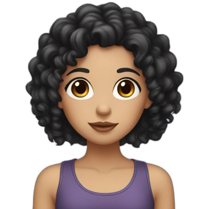 girl with long black curly hair and eyelashes  emoji