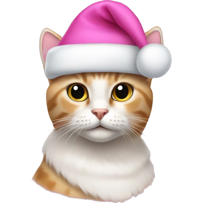 Cat wear pink Christmas hat emoji