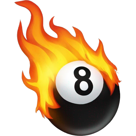 8 ball on fire emoji