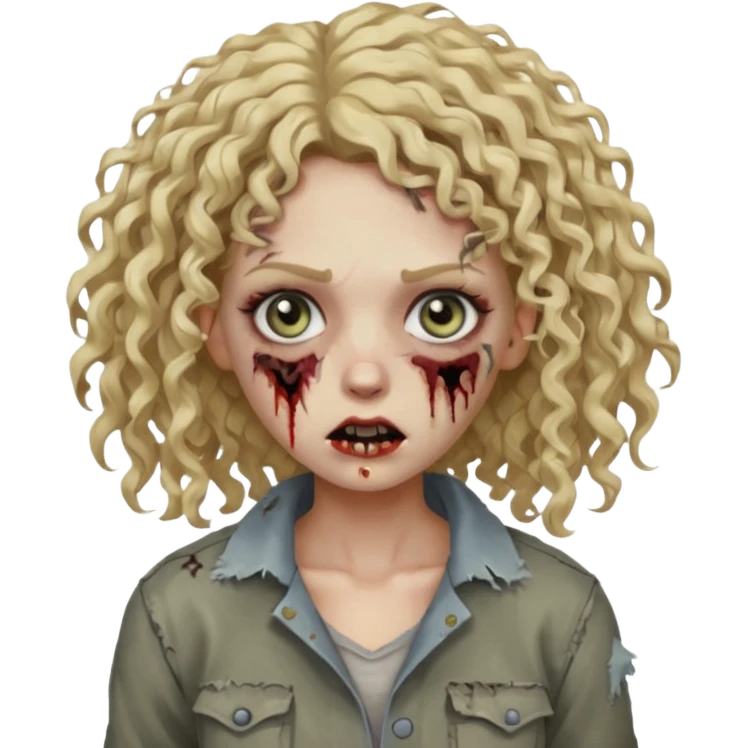 Um zumbi feminino com cabelo cacheado loiros emoji