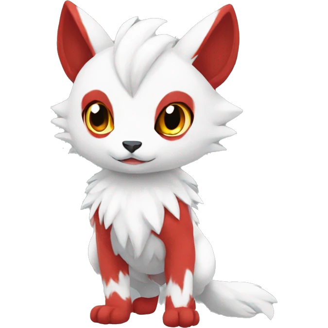 Cute cool white red animal hybrid Fakemon full body emoji