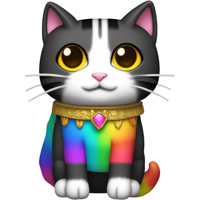 Nyan Cat King Full body  black and white with rainbow box covering it’s whole back emoji