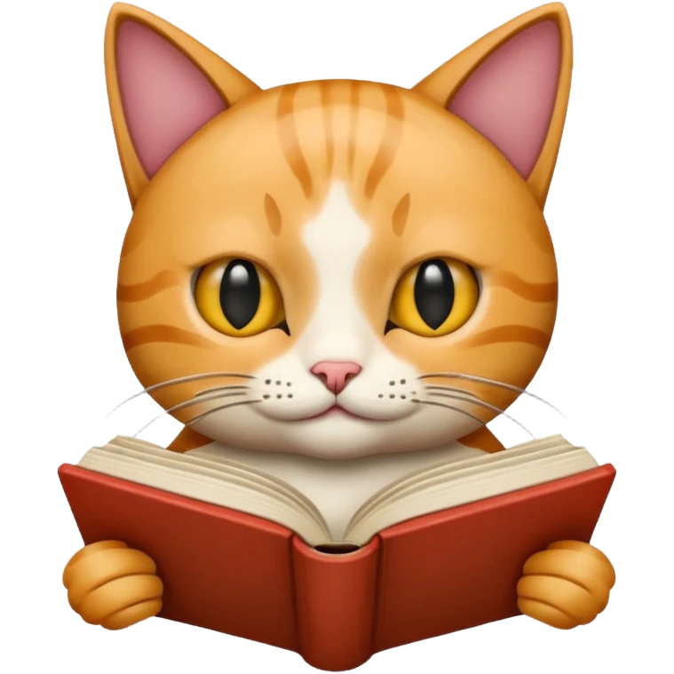Cat reading book emoji