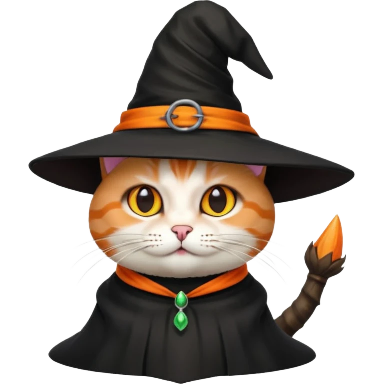 A cat wearing a witch hat. emoji
