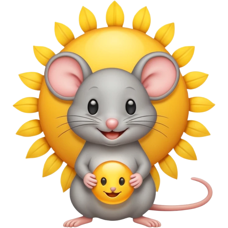 A mouse inside of a gray sun ☀️ 🐭 emoji