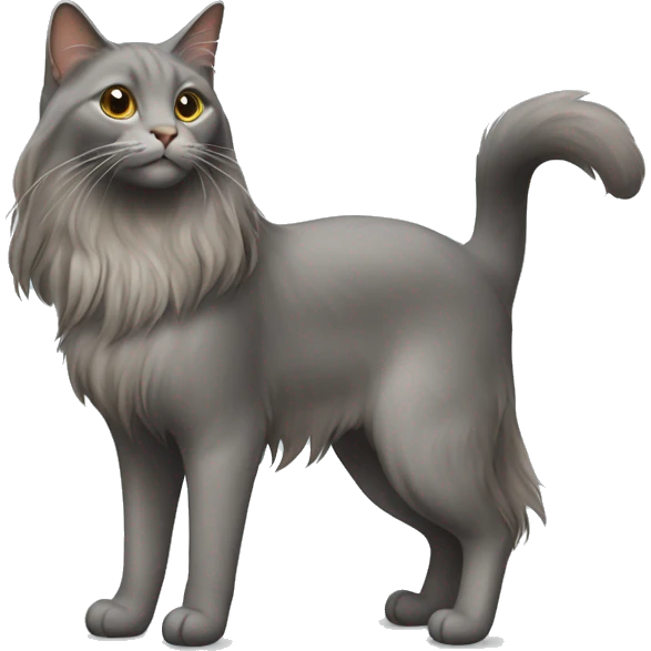 long-haired gray-brown cat standing emoji