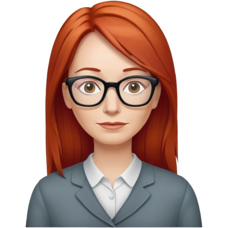 middle age Red head long straight hair pale skin wearing glasses emoji