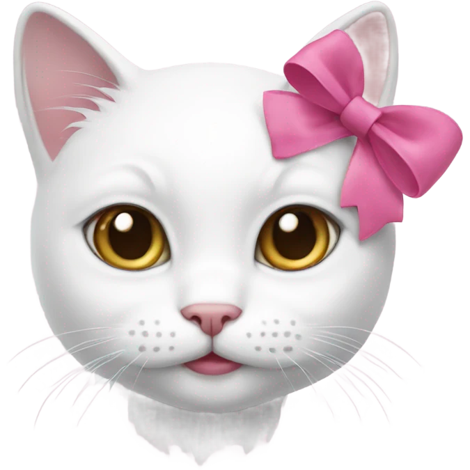 White cat with a pink bow emoji