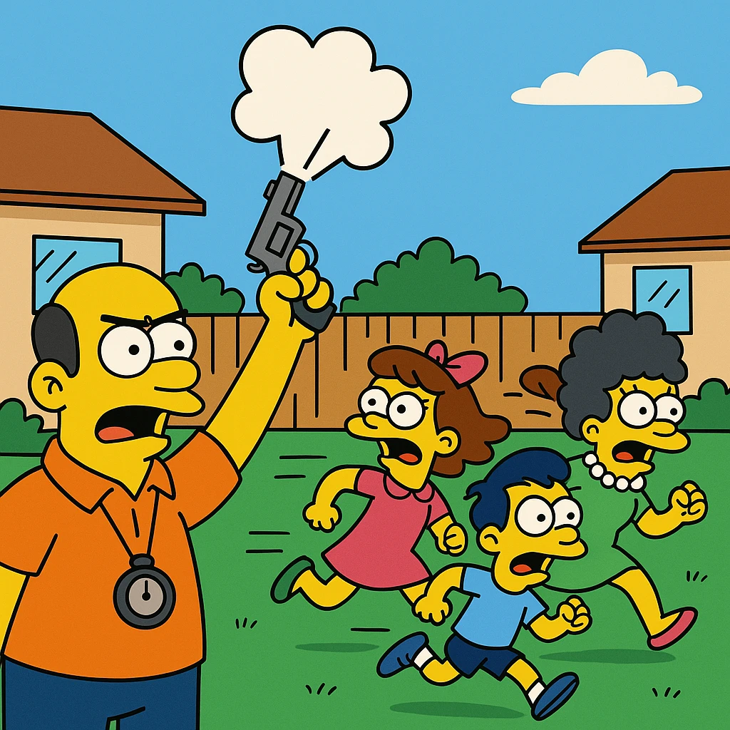 Fire the starting gun – to shoot a gun to begin a race.
The referee fired the starting gun and the runners took off (started moving fast).
 emoji