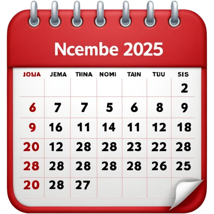 CALENDARIO DE DICIEMBRE 2025 ROJO emoji