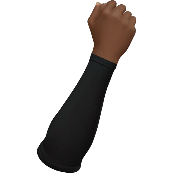 Black arm warmers on arm emoji