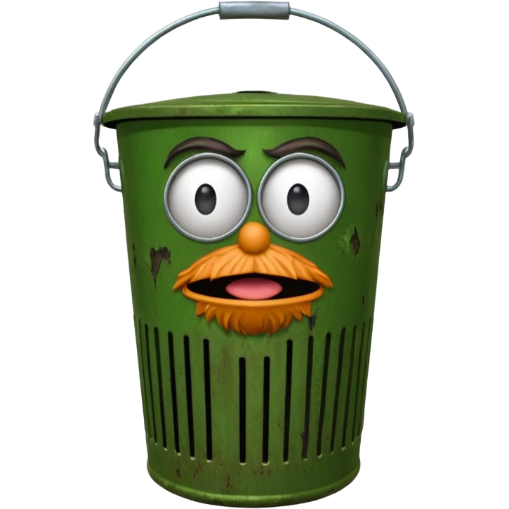 oscar the grouch inside metal trash can emoji