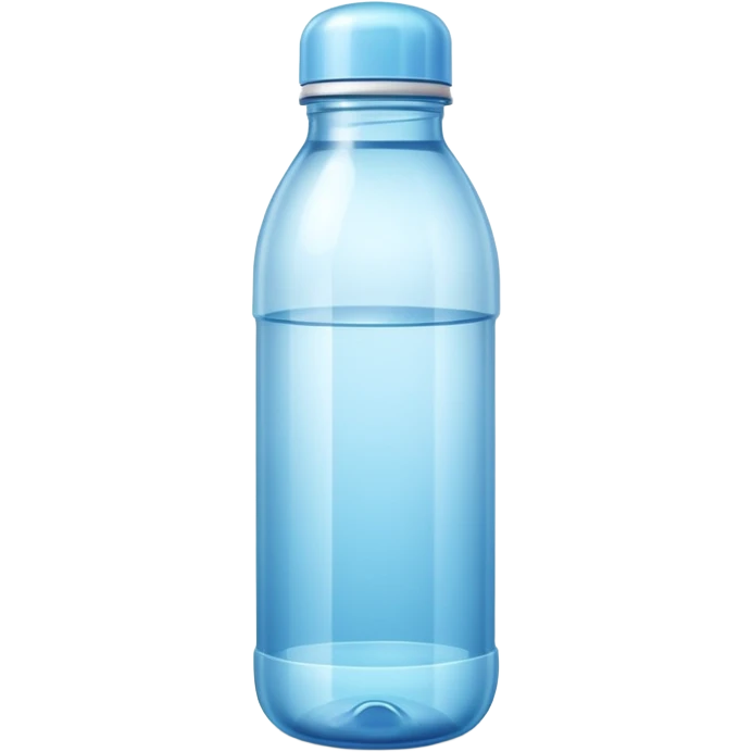 water bottle object icon, transparent bottle with water inside, glossy plastic, 3D cartoon, soft shadow, mobile game icon style, centered, clean background, no text, no watermark
 emoji