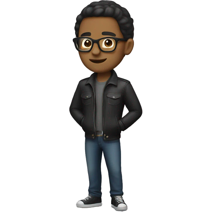 Nerd with moto jacket emoji