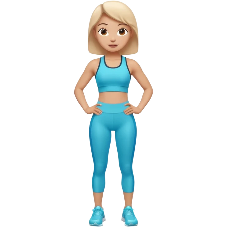A 3D cartoon fit person showing a slim waistline, wearing sportswear, bright lighting, Memoji-style. close up camera angle. emoji
