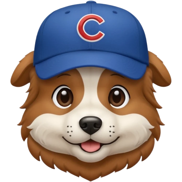 a dog with a Cubs baseball hat on emoji