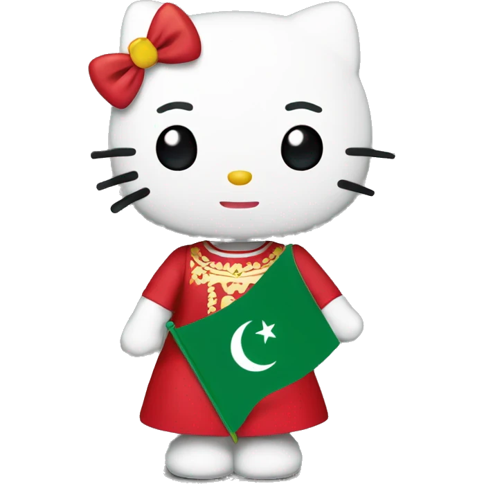 the hello kitty personage with an Algerian flag  emoji