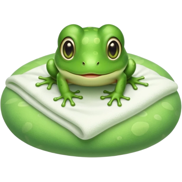 cute baby frog on bed emoji