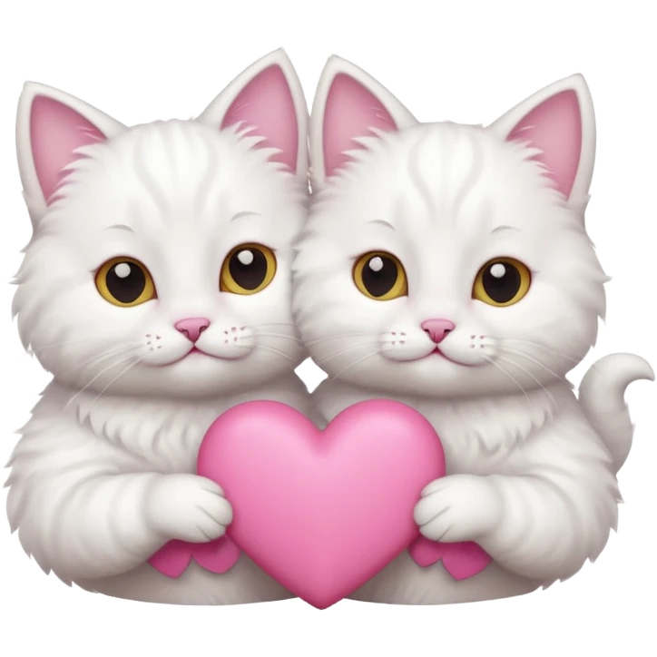 white tow cats hands holding a pink heart emoji