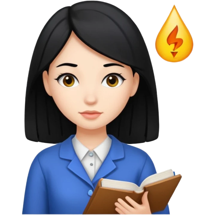 girl with a black hair and study psychology emoji