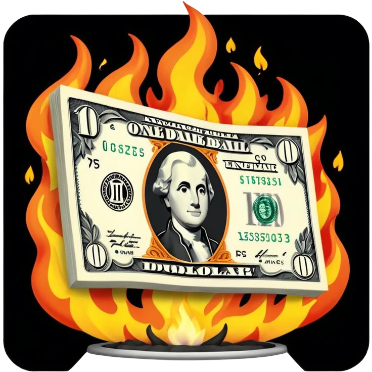 black dollar on fire emoji
