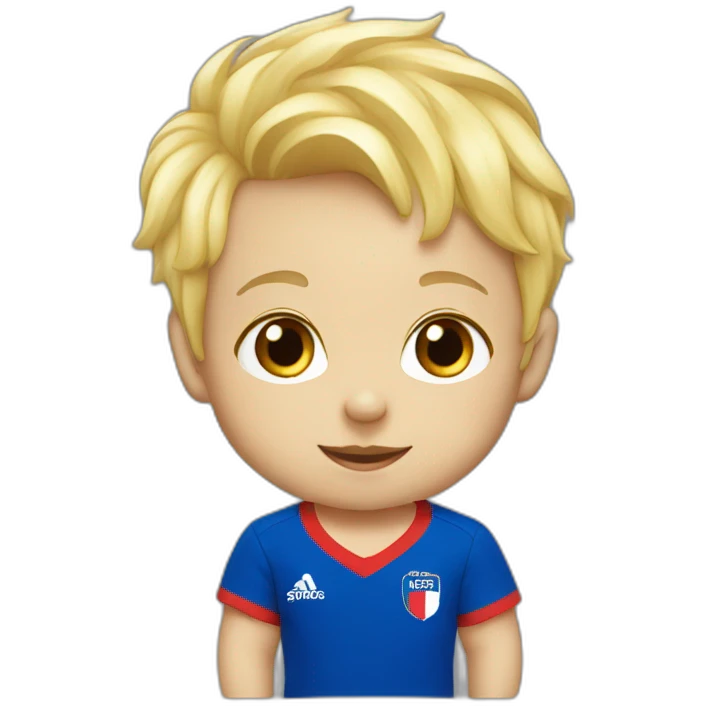 blond baby with a French team football t-shirt emoji
