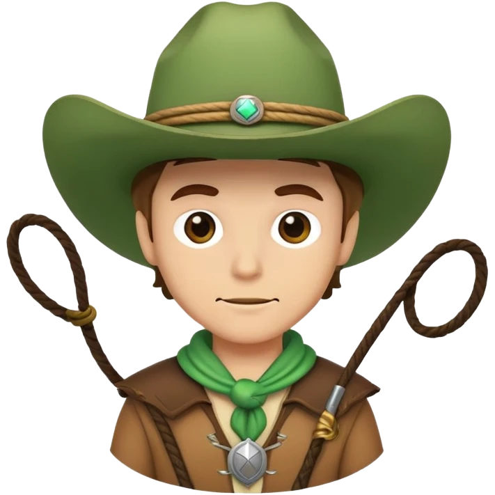 Cowboy character wearing a green hat with a lasso emoji