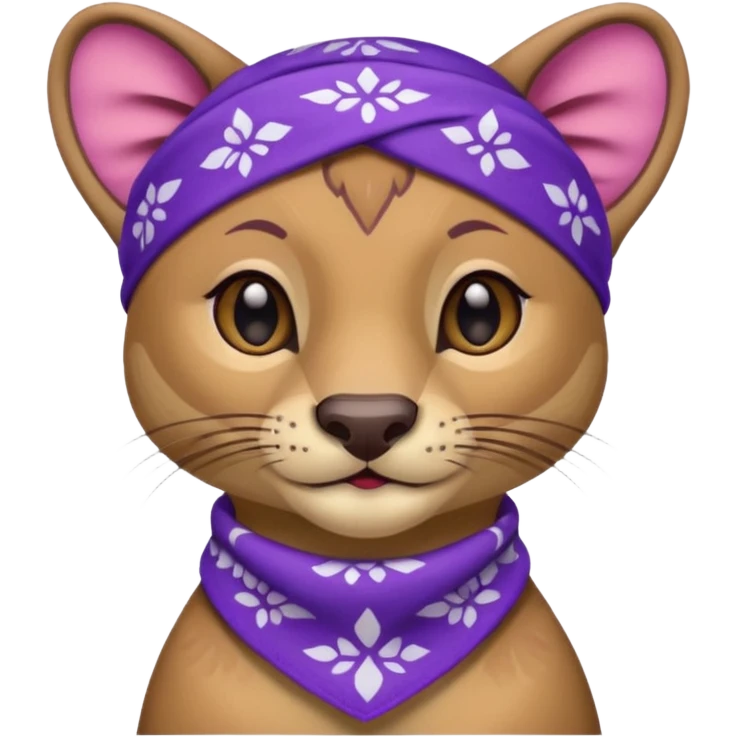 
Fossa animal in purple bandana with white patterns on forehead from league of legends laughing emoticon emoji