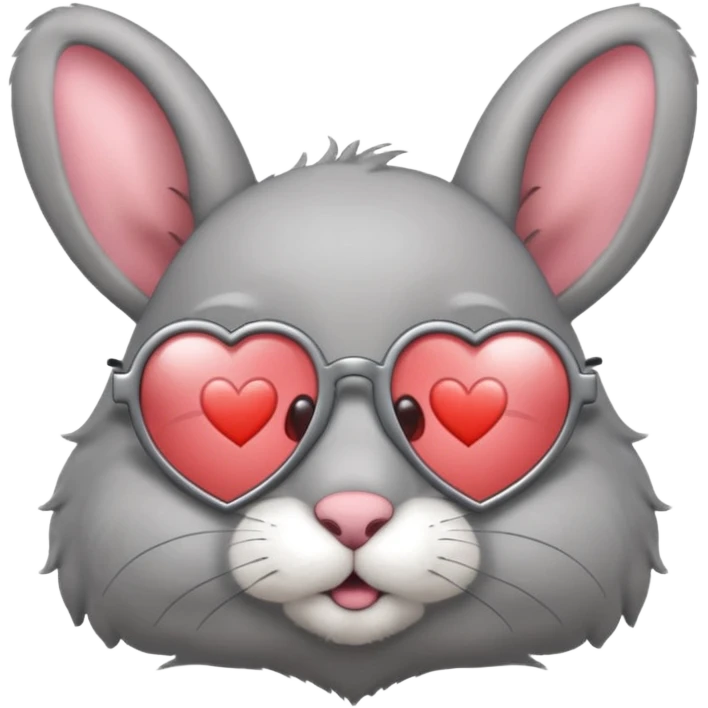 Gray bunny wearing heart-shaped glasses, half body emoji