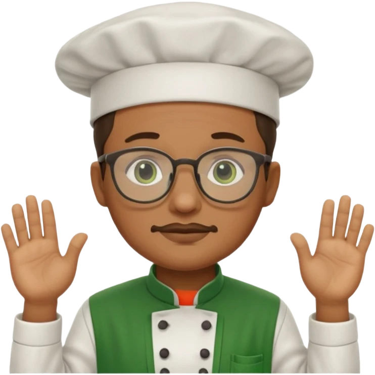 chef with green apron, wearing glasses emoji