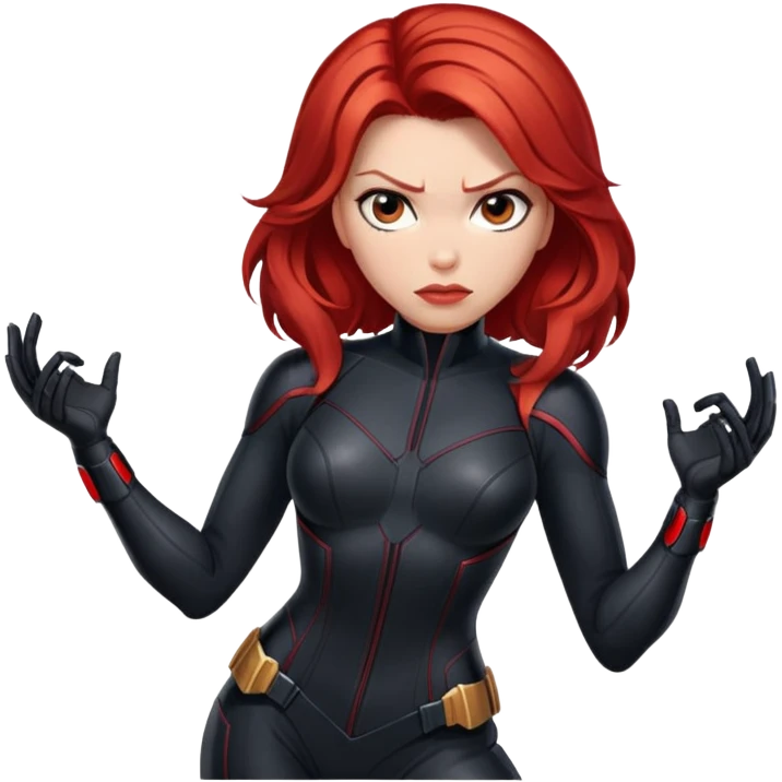 Black Widow superhero from Avengers with red hair, black bodysuit emoji