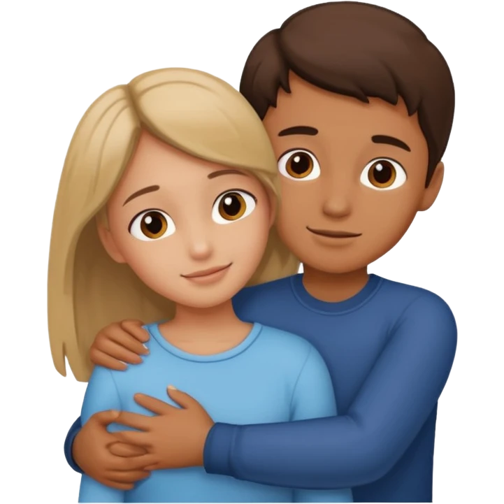A girl and a boy hugging each other emoji