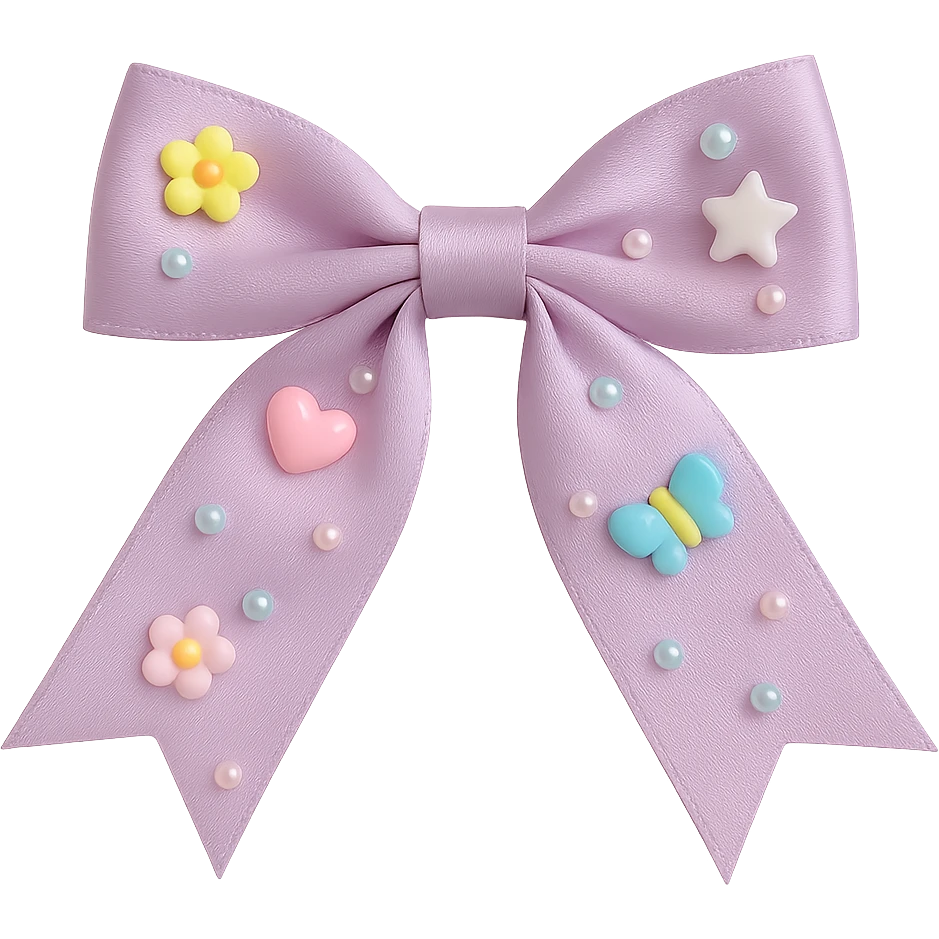 kpop bow with tiny charms and beads, cute and trendy, remove background emoji