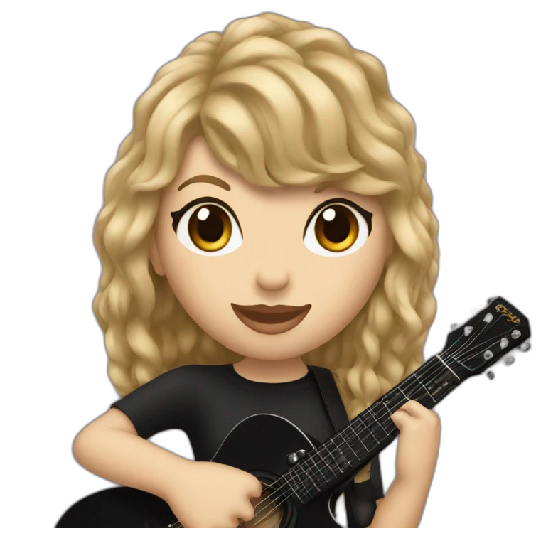 Taylor Swift with a black guitar emoji