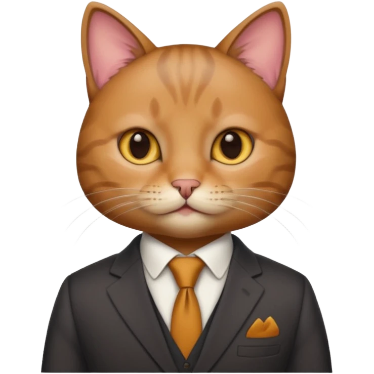 a brown and small cat and wear the suit emoji